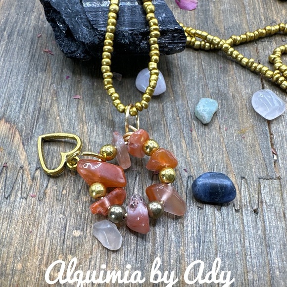 CARNELIAN BEADED PENDANTS NECKLACE - Picture 1 of 2